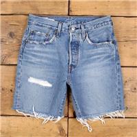 Vintage Levi's Denim Shorts 27 Levis 501 Raw Hem Big E Premium Jorts Womens - 27 Regular