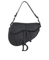 Christian Dior Saddle Shoulder Bag Leather Black