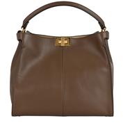 Fendi Peekaboo X Lite Handheld Leather Brown