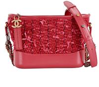 Chanel Small Gabrielle Hobo Crossbody Fabric Leather Pink