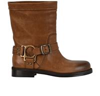 Dolce & Gabbana Buckle Boots Brown Leather Womens 4