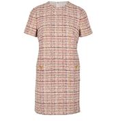 Valentino V Logo Metallic Tweed Dress Womens 10 Green Red White Viscose