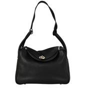Herms Lindy 30 In Taurillion Clemence Noir Shoulder Bag Leather Black