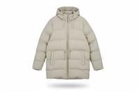 RAINS women's insulated jacket Beige L Hooded Water Resistant Long - L Regular