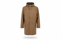 Rains men's Long Rain Jacket Brown XS Waterproof Hooded - XS Regular