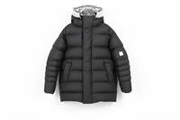 RAINS men's Insulated Jacket Black Size M Hooded Long-Line - M Regular