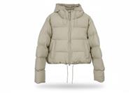 RAINS men's Insulated Jacket Beige M Hooded Zip Closure Drawstring Hem - M Regular