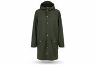 RAINS men's jacket Green M Hooded Waterproof Snap Closures Pockets - M Regular