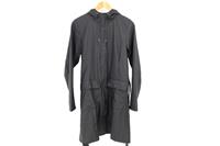 RAINS men's Long Black Raincoat Size M Waterproof Hooded Belted - M Regular