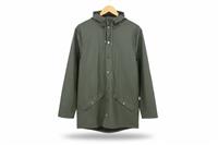RAINS men's Jacket Green Size S Waterproof Hooded Snap Closure - S Regular