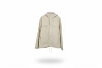 RAINS men's Jacket Beige L Hooded Waterproof Drawstring Zip Closure - L Regular