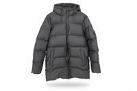 RAINS women's Long Black Insulated Jacket S Hooded Water-Resistant - S Regular