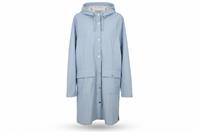 RAINS men's Long Blue Raincoat Size L Hooded Waterproof Belted - L Regular
