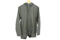 RAINS men's Jacket Green XS Hooded Waterproof Snap Buttons - XS Regular