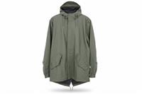 RAINS men's Jacket Green M Hooded Water-resistant Long - M Regular