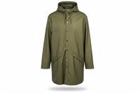 RAINS men's Rain Coat Green XL Hooded Waterproof Long - XL Regular