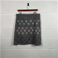 Laura Ashley Grey Floral A-Line Skirt UK 14 / Size UK 14 / Knee Length / Wo... - UK 14 Regular