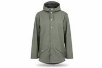 RAINS men's Jacket Green M Hooded Waterproof Mid-Length - M Regular