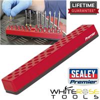Sealey Magnetic Bit Holder 1/4" Hex Screwdriver Bits Drill Storage Rail 36