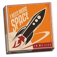 Boys Bedroom Canvas I Need More Space Retro Rocket Spaceship Art Print 16x16