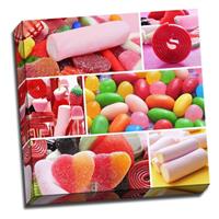 Kids Nursery Bedroom Candy Sweets Collage Canvas Art Print 16x16 Inches