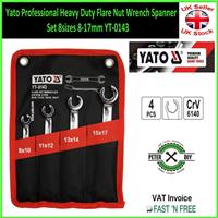 Heavy Duty Flare Nut BRAKE PIPES Wrench Spanner Set 8sizes 8-17mm Yato YT-0143