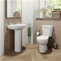 Modern Bathroom Close Coupled Toilet Basin Sink Pedestal Set Cloakroom Suite
