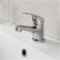 Bathroom Basin Sink Monobloc Mixer Tap Chrome Finish Curved Modern Single Lever