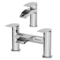 Waterfall Bathroom Mono Basin Sink Mixer Tap Bath Mixer Tap Set Modern Chrome