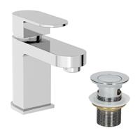 Modern Bathroom Mono Basin Sink Mixer Tap Slotted Waste Chrome Lever Handle