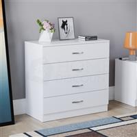 Riano Hulio 4 Drawer Chest Wood High Gloss Bedroom Furniture Storage Unit White