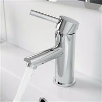 Modern Bathroom Single Lever Round Mono Mixer Tap Solid Brass Chrome Finish