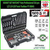 SOCKET SET RATCHET Yato Professional 216 pcs 1/2 1/4 3/8 Tools Toolbox YT-38841