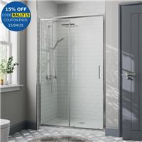 1200 x 700mm Sliding Shower Door Enclosure 8mm Glass Panel Framed Tray & Waste