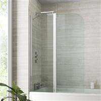 Modern Bathroom Bath Shower Screen 2 Section Curved Chrome 1000mm Reversible 6mm