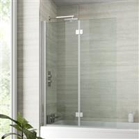 Modern Bathroom Bath Shower Screen 2 Section Square Chrome 1000mm Reversible 6mm