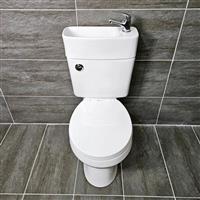 Duo All in One Toilet Basin Combination Cloakroom Set Rimless Including Tap