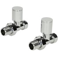 Modern Straight Heated Towel Rail Radiator Valves Pair 15mm Chrome Manual NDT