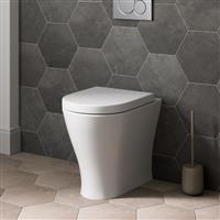 Back to Wall Toilet BTW Pan Soft Close Seat Space Saving Compact White Ceramic
