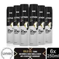 Lynx XXL Gold 72H Sweat Protection Anti-Perspirant Deodorant 6x250ml