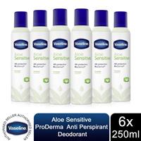 Vaseline ProDerma Aloe Sensitive Anti Perspirant Deodorant For Women 250ml, 6pk