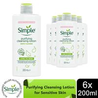 6 x 200ml Simple Kind To Skin Purifying Cleansing Lotion for Sensitive Skin