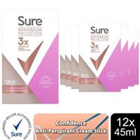 Sure Women Maximum Protection Confidence Anti-Perspirant Cream, 12 Pack , 45ml