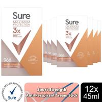Sure Women Maximum Protection Sport Strength Anti-Perspirant Cream, 12Pack, 45ml