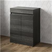 600mm Bathroom Countertop Vanity Door Unit Floor Standing Charcoal Grey