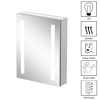 Bathroom LED Mirror Cabinet Wall Mounted Shaver Socket Demister IP44 650x500