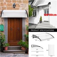 120x80cm Canopy Awning Rain Cover Shelter for Front Back Door Window Porch Black