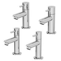Modern Bathroom Pillar Sink Taps Basin Head Bath Tap Set Pair Twin Chrome