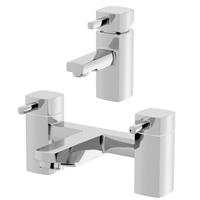 Bath Filler Chrome Spout Hot Basin Sink Lever Mixer Tap Mixer Taps Square Set
