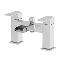 Modern Bath Mixer Filler Tap Chrome Waterfall Spout Twin Lever Shower Bathroom